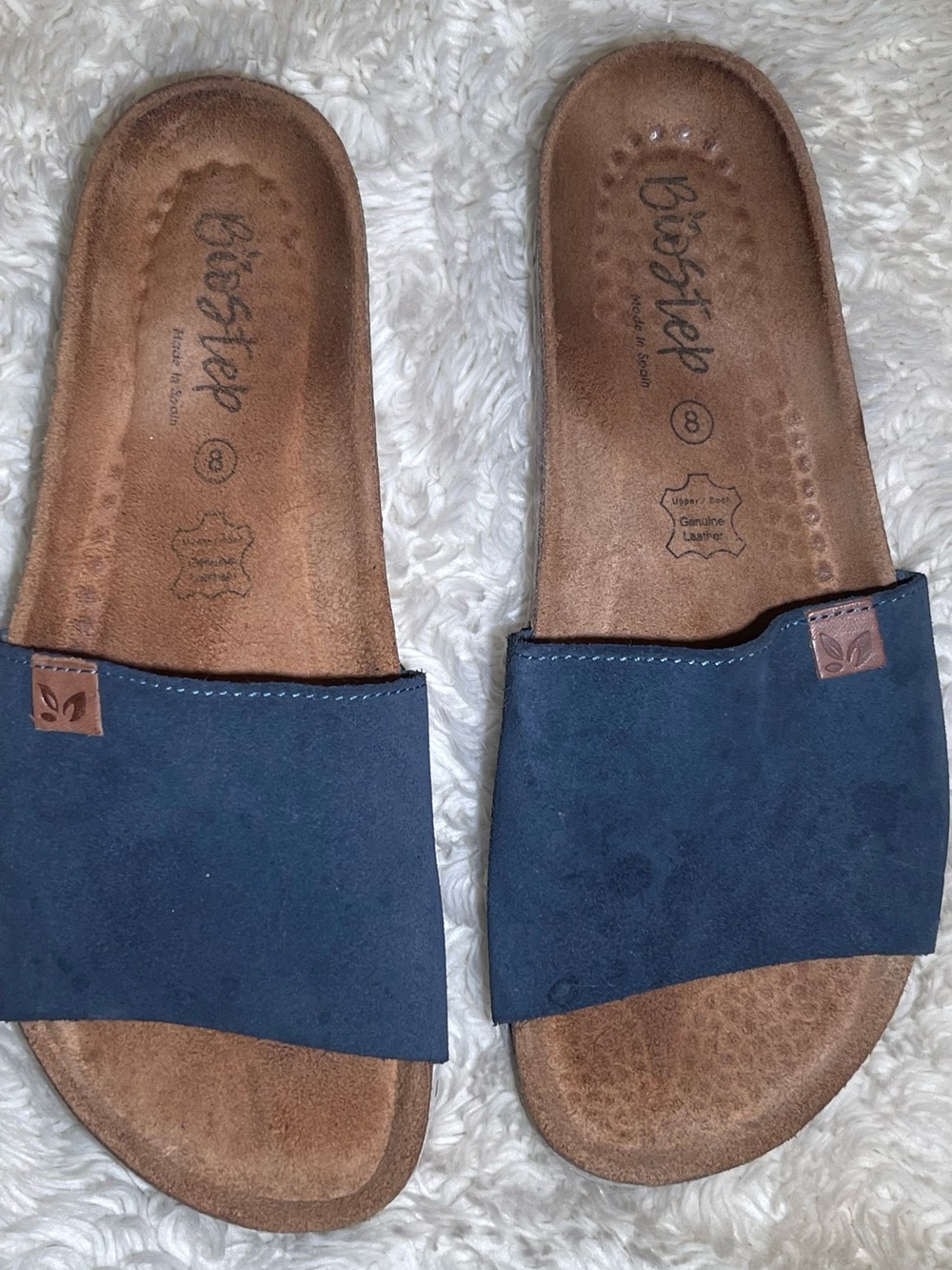 Biostep women’s leather Navy Slide Sandals size 8